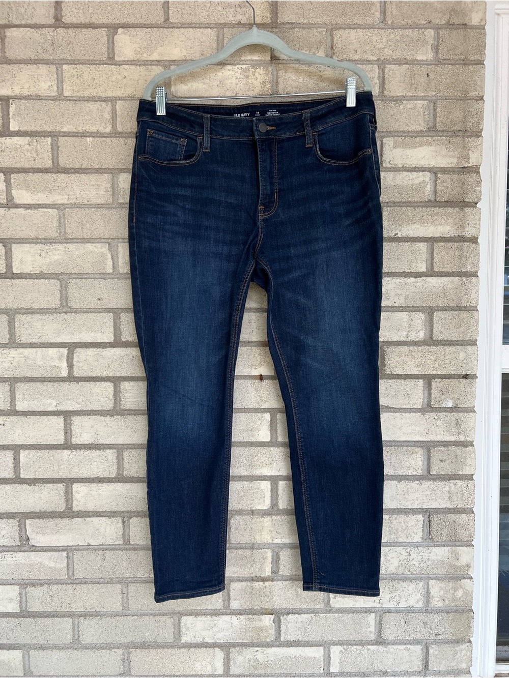 Old Navy Rockstar Super Skinny Jeans 14 Short Dark Wash Mid Rise